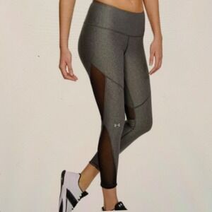 Under Armor HeatGear Women’s Mesh Cropped Ankle Leggings Gray /Black Size M .